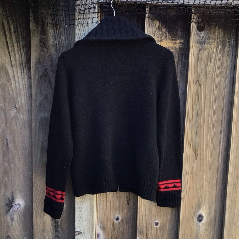 Lauren Jeans Co Ralph Lauren Women's Medium Black Southwestern Full Zip Sweater - Picture 6 of 8